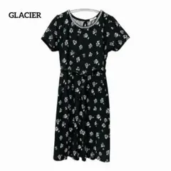 グラシア【L】花柄ロングワンピース 夏服 ブラック 綺麗めカジュアル 総柄