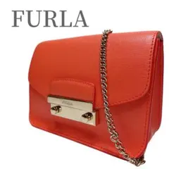 【美品】フルラ FURLA メトロポリス ショルダーバッグ ミニバッグ オレンジ