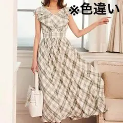 31 Sons de mode チェックロングワンピ S ブラウン 大人ガーリー