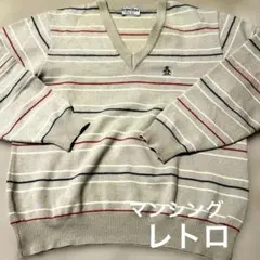 Grand Slam レトロ ニット Vネック ボーダー