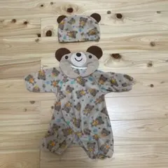 クマデザインロンパース・帽子セット　冬　フリース素材