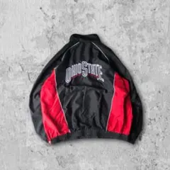 【一点物】OHIO STATE 両面ビッグロゴ刺繍ハーフジップナイロンジャケット