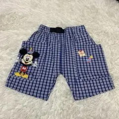 新品 ディズニー ミッキー ボトムス 半ズボン 短パン 110cm チェック柄