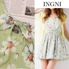 イング 花柄 フレア ワンピース
