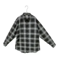 GU ジーユー チェック柄 ブラックホワイト メンズ L 長袖シャツ
