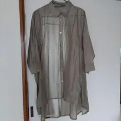 グレー シースルー 五分袖シャツ　新品