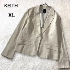 キース 大きいサイズ 綿混 テーラードジャケット シングル１つボタン ベージュ