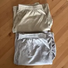 美品 ユニクロ ハーフパンツ エアリズム 2枚セット ベージュ グレー L