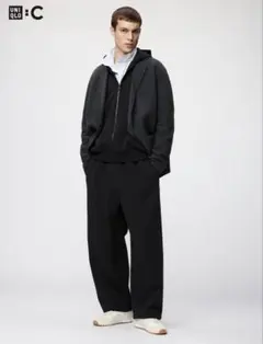 UNIQLO : C スウェットワイドパンツ ブラック