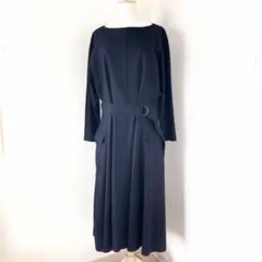 大きいサイズ ROPE ウール ワンピース ネイビー プリーツ EX-2