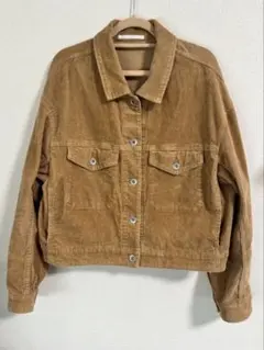 ユニクロ　ベージュ　ブラウン　コーデュロイ　クロップド　　ジャケット　ショート丈