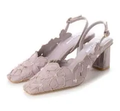 RANDA フラワーカッティングパンプス　ミュール　ピンク　M