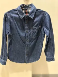 ユニクロ デニムシャツ 130 長袖 キッズ 羽織り 男女OK