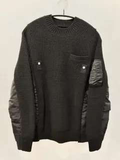 サカイ sacai ウールニット プルオーバー ナイロンドッキング 3 sacai - サカイ 22-06192 ニットドッキングMA1ボンバー