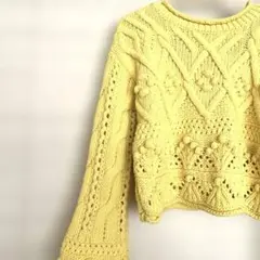 ZARA Sサイズ　イエロークロップドニットセーター