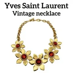 サンローラン ネックレス ビジュー ヴィンテージ フラワー ゴールド YSL