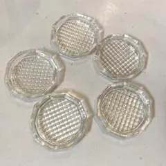 昭和レトロ　プレスガラスコースター　5枚セット 小皿　豆皿　プレート