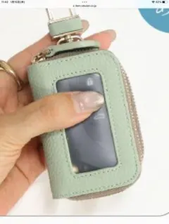 新品 本革スマートキーケース W収納 クリア窓付き レディース メンズ
