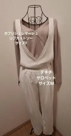 ２点セットレディース服まとめ売りコーデ売りカットソー&サロペット大人カジュアル