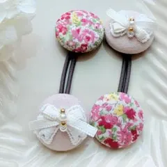 270✾︎ ハンドメイド　ヘアゴム2個セット　22㎜くるみボタン