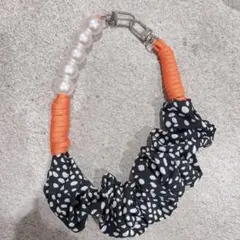ハンドストラップ ドット フリル パラコード オレンジ パール