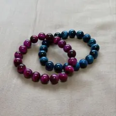 【特級呪物】ストーンブレスレット　2本セット　開運　縁起物　ピンク　ブルーG