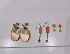 【値下げしました！】ゴールドオーバル型ピアスセット