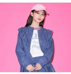 ☆お揃いのスカートお付けします★メゾピアノジュニア　デニムフリルシャツ　L160