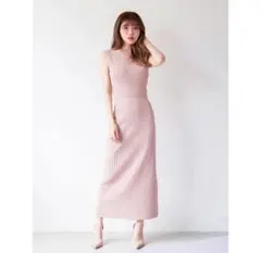 【美品】Darich DRロゴ フロッキーニットワンピース ロング タイト リブ