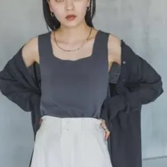 JEANASIS スクエアネックソウバリタンク グレー