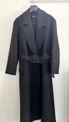 完売品✨ZARA フェイクレザー ロングトレンチコート ベルト付き L