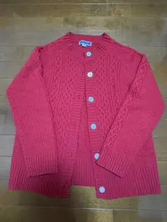 赤 ケーブルニット レディース　カーディガン　横浜元町　ポートランド