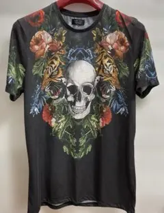 ◉ZARA MAN /スカル ブラックグラフィック Tシャツ