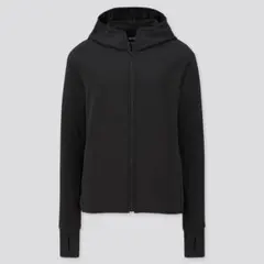 UNIQLO エアリズムUVカットメッシュパーカー L ブラック　黒