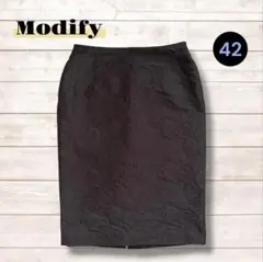 美品 Modify モディファイ ジャガード スカート 花柄 ブラックXL 膝丈