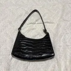 クロコダイル風 ブラック ハンドバッグ