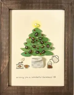 シーグラスアート 〜コーヒー豆のクリスマスツリー♡大きなサイズ〜