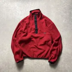 USA製90sWOOLRICHプルオーバーフリースジャケットレッドスナップT古着