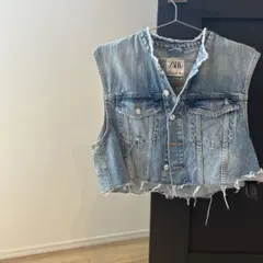 ZARA デニム ノースリーブデニムジャケット