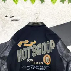 ジャケット　ブルゾン　刺繍　スタジャン　ワッペン　袖レザー　レトロ　古着