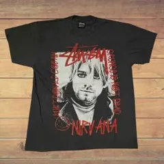 Nirvana カートコバーン STUSSY Tシャツ　XL ラスト1枚】Nirvana STUSSY Tシャツ XL シングルステッチ ニルヴァーナ