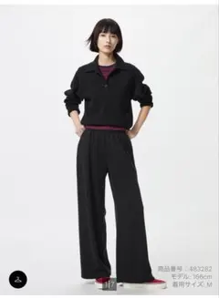 UNIQLO ブラック スウェットワイドパンツ Mサイズ