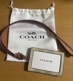 COACH カードケース ブラウン/カーキピンク