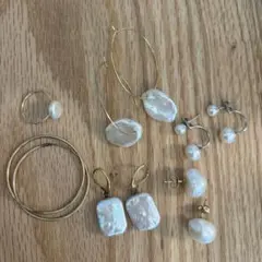 【まとめ売り】パール付きピアス・フープ等／リメイク用／素材／淡水パール