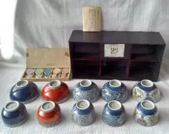 有田焼　四季の彩り　飯碗、湯呑み5客+ノリタケ瓢箪型箸置き　セット