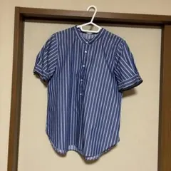 オリヒカ/Mサイズ　ノーカラー半袖シャツ/美品used