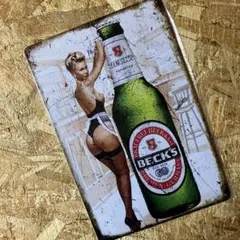 BECK'S ビンテージ広告プレート 約30cm x 20cm