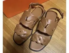エルメス HERMES サンダル ジジ 50 ゴールド ブラウン - メルカリ