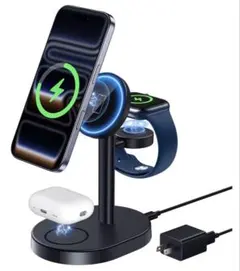 MagSafe充電器 3in1 ワイヤレス充電器 15W急速充電 3台同時充電