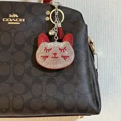 猫　キラキラ　ラインストーン　キーホルダー　バッグチャーム